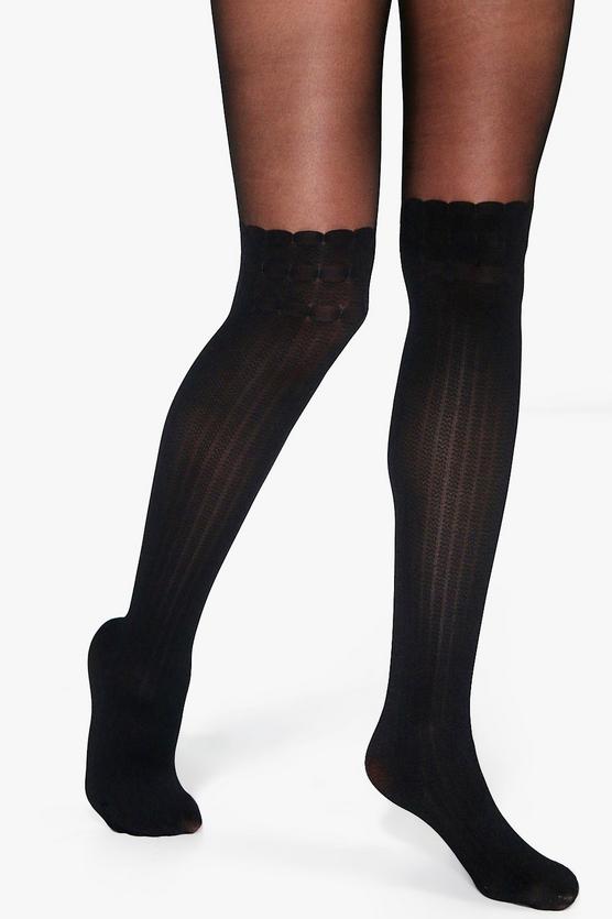 Orla Ribbed Over The Knee Suspender Tight